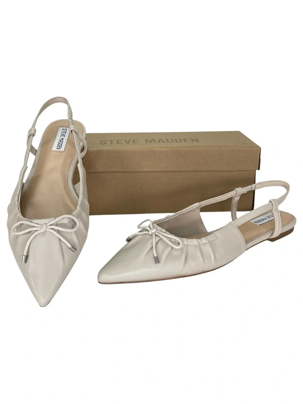Steve Madden Laylah Cream Leather Slingback Womens Flats Size 11M